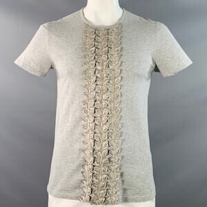 BURBERRY PRORSUM Size XL Grey Embellishment Cotton Crew Neck T-shirt